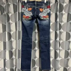 00s RED PEPPER フェザー スカル デニムパンツ グランジ 平成 - メルカリ