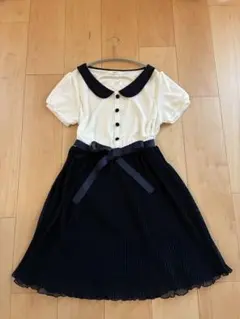 JAYRO ジャイロ プリーツ ワンピース M 丸襟　ウエストゴム　リボン付き