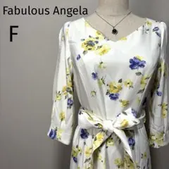 ファビュラスアンジェラ花柄七分袖ひざ丈ワンピース 清楚 Fフェミニン 訳あり格安