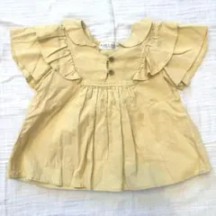 100cmフリル 半袖ブラウス 黄色