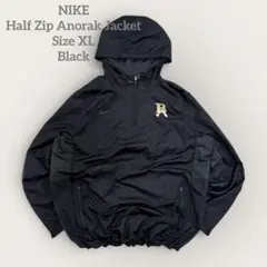 NIKEアノラックパーカー XL 黒ハーフジップ チーム刺繍ロゴ ドローコード