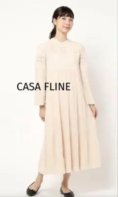 CASA FLINE レースパターンプリーツニットワンピース