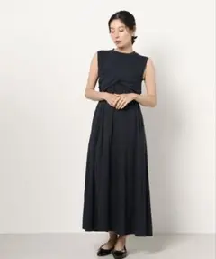【定価2.1万】CASA FLINE バックオープンノースリワンピース/ネイビー
