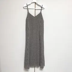 チェック柄 ブラウン キャミワンピース ロング ワンピース