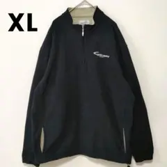 ハーフジップ フリース 刺繍 L-XL 黒 ブラック企業ロゴゴルフウエア