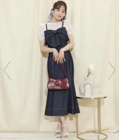 ウィルセレクション ドレープリボンマーメイドジャンスカ ネイビーのサムネイル