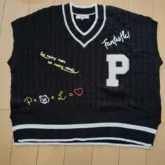 Pinklatte 黒 Vネック ベスト L　160　ピンクラテ　ワールド