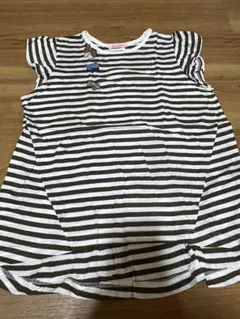 familiar 160 ストライプフリル袖Tシャツ