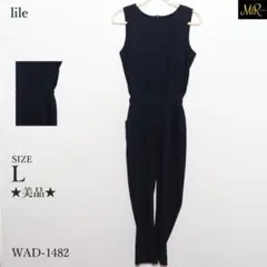 ★美品★ リル オールインワン ノースリーブ 無地 ウエストゴム フロントタック