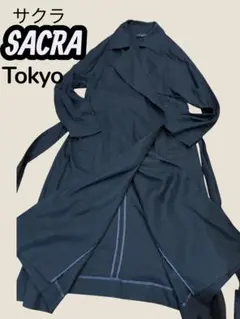 SACRA サクラTokyo ロングコート　トレンチコート　ネイビー　38のサムネイル