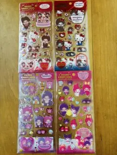 新品半額 モンチッチ × サンリオ クリアキャンディシール 4種コンプセット