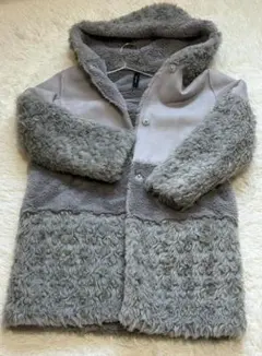 Dignite collier フード付き フェイクムートンコート グレー M