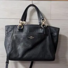 y2k COACH レザー ショルダーバッグ シボ革 ネイビー チャコールグレー