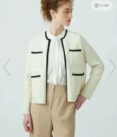 (新品未使用)ウールナイロンブークレー フロントオープンカーディガン