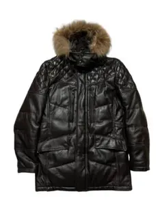 00s 希少 レザー　モッズコート 　羊革 ラムレザー　ブラウン　ボンバー