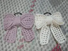 ハンドメイド　子供用リボンヘアゴム2色セット