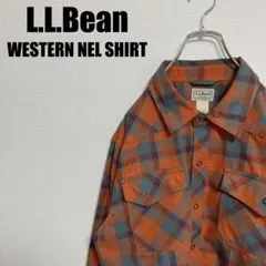 L.L.BeanグッドカラーネルシャツXLエルボーパッチウエスタンエルエルビーン