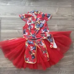 チャイナドレス風　赤色 花柄