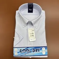 【新品】メンズL(41)ノーアイロン半袖ブルーストライプ COOL DRYシャツ