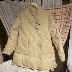 ルーズミッドレングスダウンジャケット　クリームイエロー