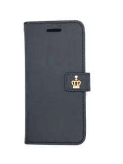 iPhone7/8/SE(第2第3)共通◆ゴールドクラウン 手帳型ケース ベルト