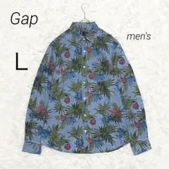ギャップ gap デニムシャツ ダンガリーシャツ アロハ ボタニカル Ｌ 綿