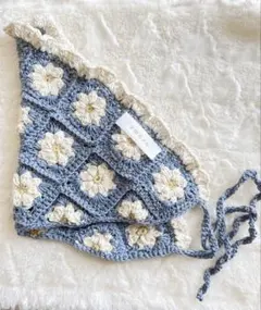 フラワー　バブーシュカ◎かぎあみ　編み物　グラニー　デイジー　バンダナ