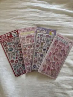 ハローキティ・マイメロディ 3Dステッカー4枚セット