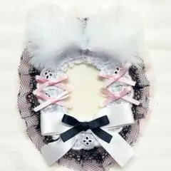 硬質ケース b8トレカケースデコ レースデコ リボン ピンク 地雷 猫 メイド風