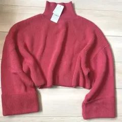 ピンク ショート丈長袖ニットセーター フリーサイズ【rienda】