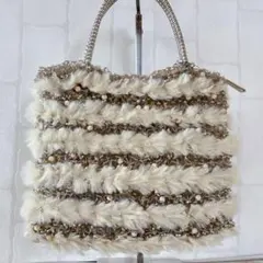 レア✨アンテプリマ ANTEPRIMA ハンドバッグ ファー ビーズ スクエア