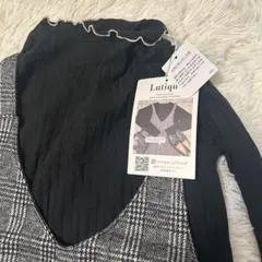 新品！インスタグラマー　黒・チェック柄 リブニット　ジャンパースカート　千鳥柄