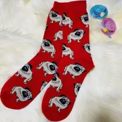 靴下！赤パグ　アニマルシリーズ　ソックス　プレゼントやお揃いでも！