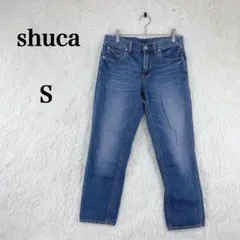 【シュカ】レディースジーンズ クロップド 細身シルエット S ブルー ポケット