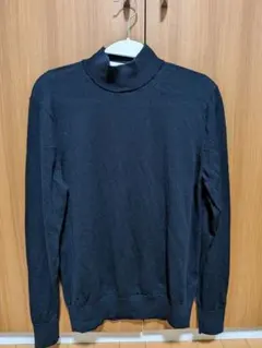 エクストラファインメリノ モックネック セーター M ネイビー