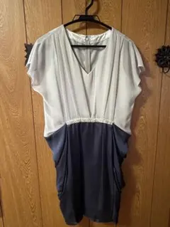 パーティードレス パールビジュー付　ワンピース　結婚式 謝恩会 ブルー 青