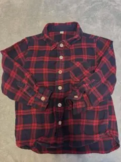 無印良品　チェック柄長袖シャツ　100