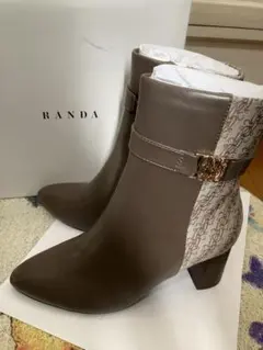 最終お値下げ　新品　ランダ　モノグラムデザインショートブーツ　LL brown