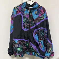 used 海外古着 総柄ナイロンジャケット ブルゾン 紫 ヴィンテージ 