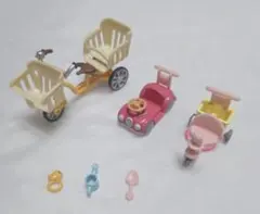 シルバニア 赤ちゃん用 乗り物セット 三輪車 車 自転車 小物付き まとめ売り
