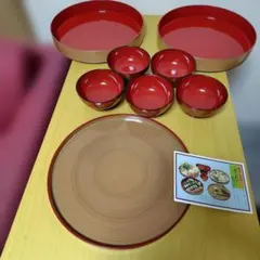 おうちでそうめん・ちらし寿司！　漆器 8点セット 桶、盆、汁椀