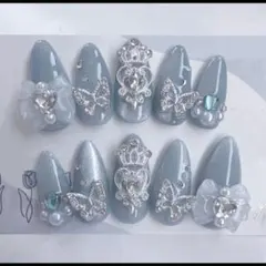 #139【現品】量産型 ゆめかわ 韓国 推し マグネット 水色 ネイルチップ