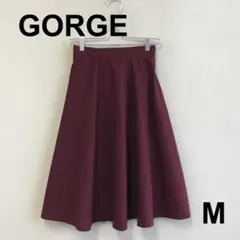 値下　C0728A16【GORGE】ひざ丈フレアスカート　　無地（M)　えんじのサムネイル
