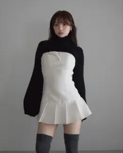 andmary Twiggy tweed mini dress white