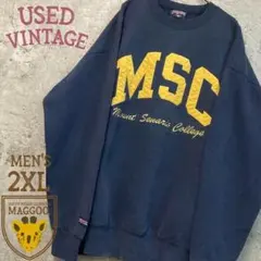 USA製☆古着☆【カレッジ スウェット】大学 ビッグロゴ メンズ2XL