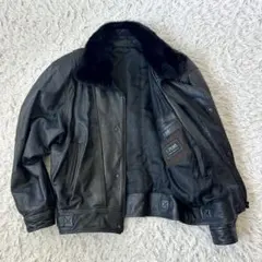 IL PRIMO レザージャケット 黒ボア襟 イタリアライン 袖ジップ B-3風