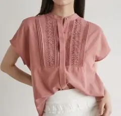 VIS 【接触冷感・洗える】気流染めピンタックブラウス