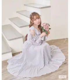 Rose Muse pleats floral print dress グレー Rose Muse pleats floral print dress グレー 【公式通販】