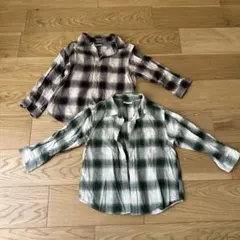 GU チェック柄 長袖シャツ 2枚セット