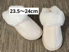 もこもこスリッパ ふわふわ ファー付き ルームシューズ レディース クリーム